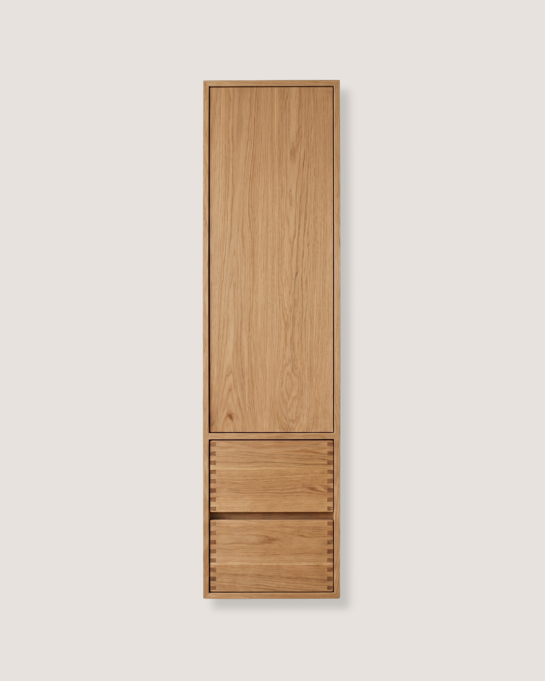 Carpenter's Tall Cabinet with Drawers, Natural Oak