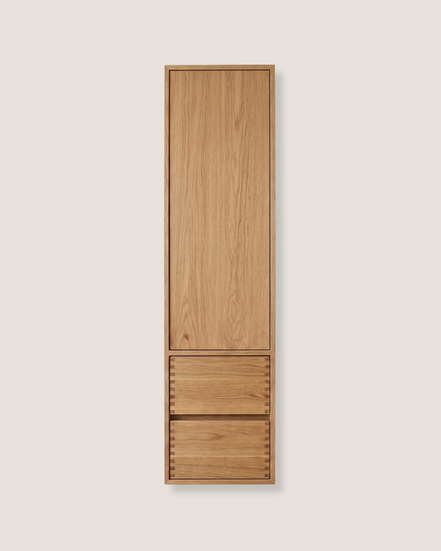 Carpenter's Tall Cabinet with Drawers, Natural Oak