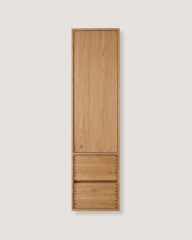 Carpenter's Tall Cabinet with Drawers, Natural Oak