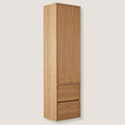 Carpenter's Tall Cabinet with Drawers, Natural Oak