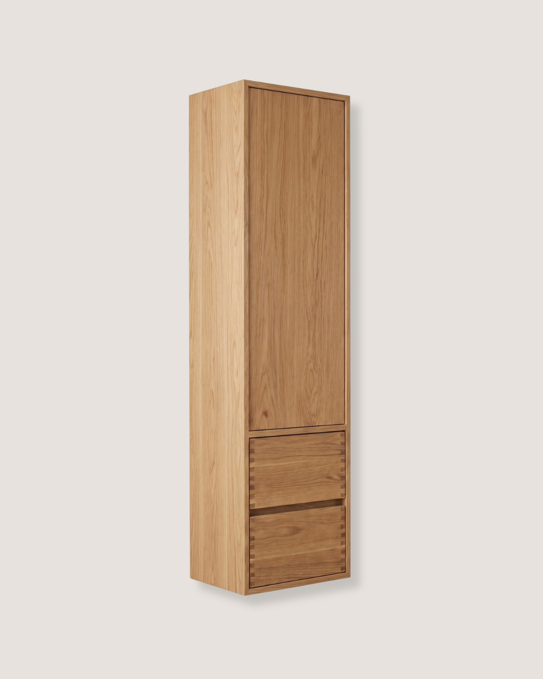 Carpenter's Tall Cabinet with Drawers, Natural Oak